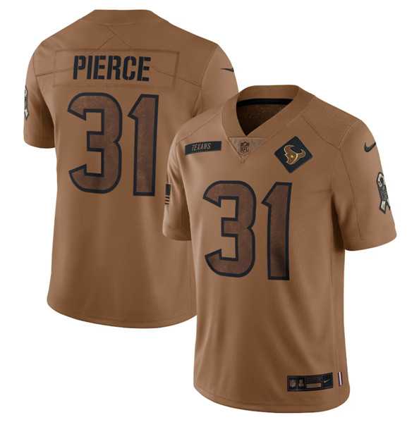 Men's Houston Texans #31 Dameon Pierce 2023 Brown Salute To Service Limited Football Stitched Jersey Dyin